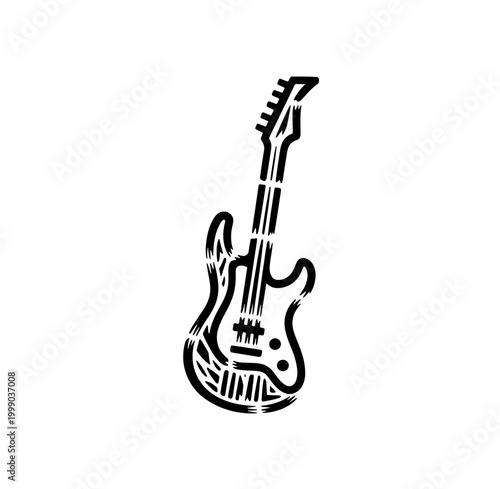 Music Doodle Vector   Hand drawn sketch of guitar 