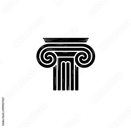Line drawing of historic Roman columns sculptur and landmarks  Set of decorative architectural elements, including ornate columns and balusters, in a classic style, isolated on a white background.

