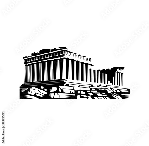 Line drawing of historic Roman columns sculptur and landmarks  Set of decorative architectural elements, including ornate columns and balusters, in a classic style, isolated on a white background.

