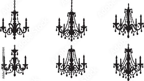 高級感あるシャンデリアのシルエット素材