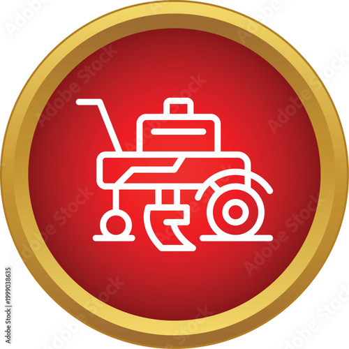 Power tiller icon for cultivating soil and agriculture