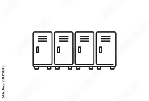 Vector school lockers, row of lockers, educational institution, metal storage units