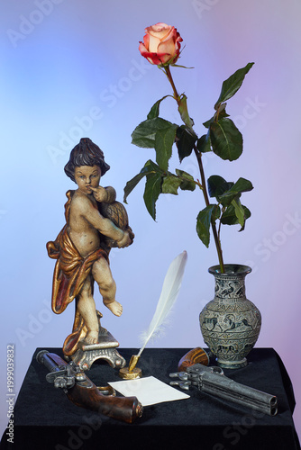 Still life with vinage items on table