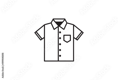 Short sleeve shirt icon, button down collar, fashion design element, clothing template