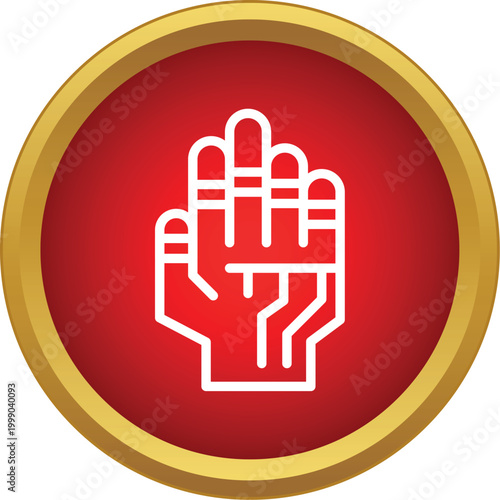 Robotic hand icon representing artificial intelligence, cybernetics, and bionic engineering
