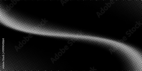 Dotted halftone texture background. Black and white pop art gradient overlay. Fading grunge gritty noise wallpaper. Weathered pixelated comic backdrop. Vector bitmap subtle vanishing surface