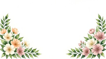 Watercolor Floral Corner Border Design