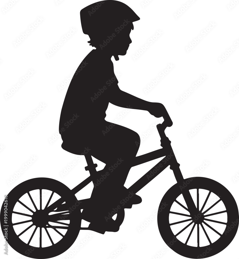 Naklejka premium 118_A kid on a small bicycle_traced
