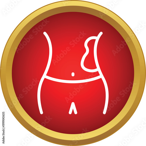 Stylized female torso showing abdomen fat for tummy tuck procedure icon