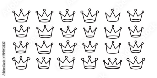 Minimalist Crown Line Icons Collection for Web and Mobile UI