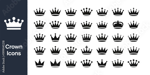 Vector Crown Icon Set for Branding and Heraldry