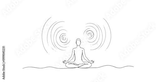 Minimal One Line Meditation Zen Continuous Line Art Mindfulness Illustration