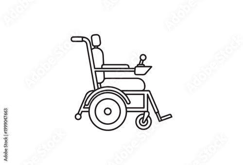 Wheelchair, mobility scooter, accessibility icon, disability symbol, black line art