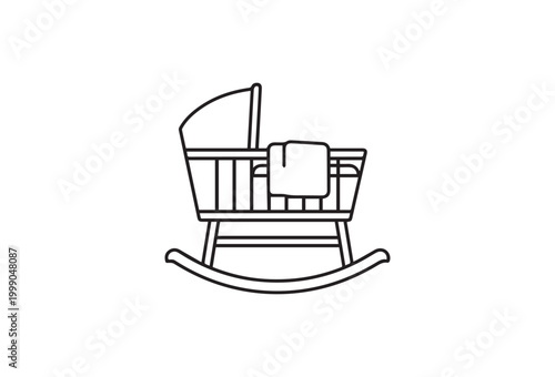 Baby Crib, Rocking Crib, Nursery Furniture, Vector Icon