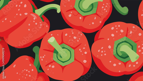 Flat style red bell pepper seamless pattern background