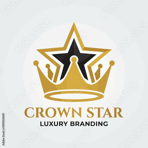 This luxurious logo features a crown and star, symbolizing prestige and excellence, making it suitable for high-end brands and luxury product lines, enhancing their marketability.