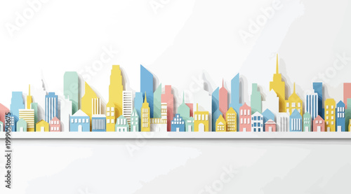 Paper craft city skyline illustration