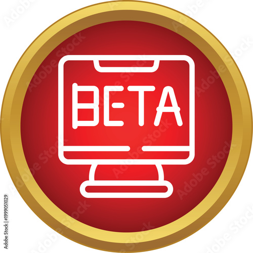 Computer monitor showing the word beta representing software development and testing