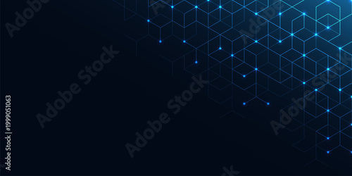 Abstract technology background and design element with hexagons pattern and geometric shapes