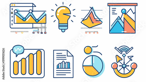 Business Data Visualization Elements Including Graphs Charts and Insights for Financial Growth