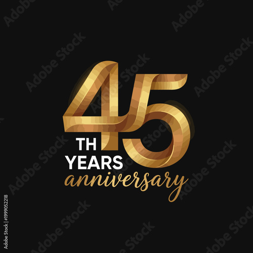 This elegant logo commemorates a 45th anniversary with a modern aesthetic, using gold accents to signify prestige and celebration for a milestone event.