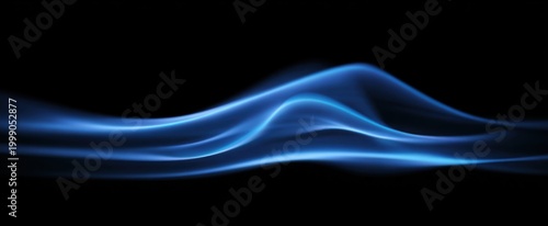 A bright blue flame dances swiftly with smooth curves on a dark background.