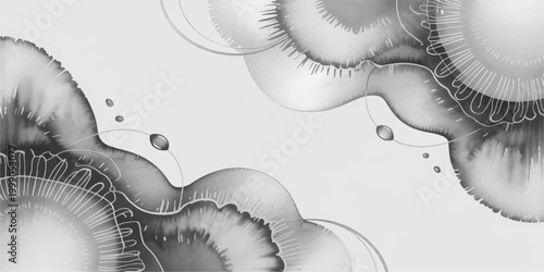 Abstract grayscale ink wash painting, organic shapes dance across the canvas, each stroke a testament to the artistry of fluid movement.