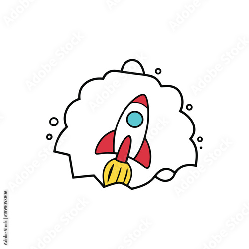Cute Rocket Launch Startup Concept Illustration Showing Innovation, Growth and Future Success in Cartoon Vector Style