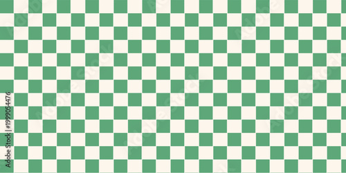 Seamless abstract monochrome set of large and small checkerboard pattern on a light background, green checkered pattern set, simple hand drawn illustration, flat style