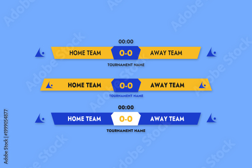 Εκτύπωση καμβά Bright sports scoreboard broadcast elements set, team name bars and score lower