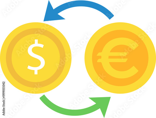 Tableau sur toile Dollar euro conversion illustrates global finance, international markets, monetary value, economic transactions