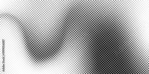 Halftone rhythm black wave. Vector illustration. Halftone circle dots pattern.