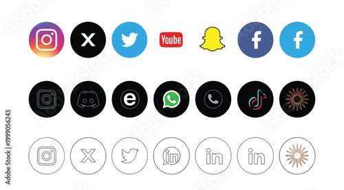 Set of social media and communication icons
