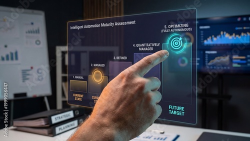 Optimizing Future Business Hand Interacting with Holographic Screen for Intelligent Automation Maturity Assessment and Digital Transformation