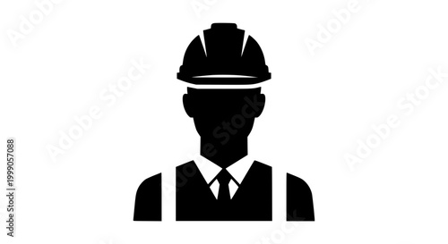 Professional Construction Engineer or Site Manager Icon Silhouette