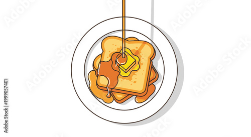 Minimalist vector illustration of French toast with syrup and butter