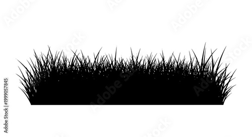 Black grass silhouette patch isolated on white background