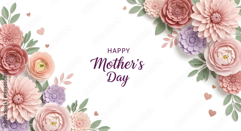 Obraz premium Happy mother's day with soft pastel floral accents mothers day floral design pastel colors
