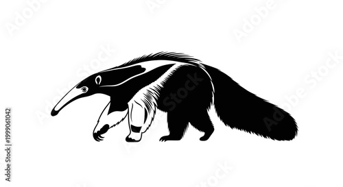 Giant anteater silhouette icon isolated on white background.