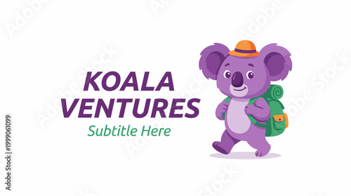Canvas Print A playful logo design for 'Koala Ventures', featuring a cute, cartoon-style koala aiming to evoke warmth, adventure, and friendliness for branding in various sectors