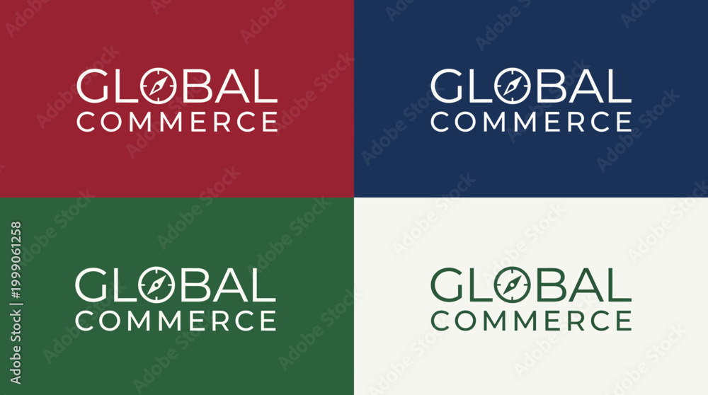 Fototapeta premium This image illustrates a sleek logo design for a global commerce brand, showcasing professionalism and connectivity across diverse markets, tailored for international business applications.