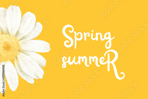 Spring floral in watercolor vector background. Luxury wallpaper design with pink flowers, line art, golden texture.
