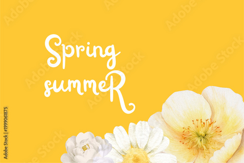 Spring floral in watercolor vector background. Luxury wallpaper design with pink flowers, line art, golden texture.
