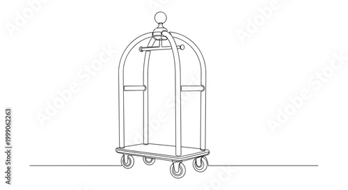 Hotel luggage cart trolley in minimalist line style