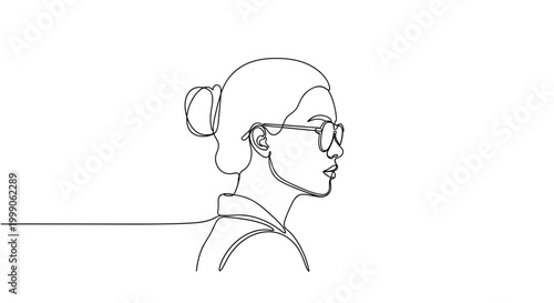 Hotel staff woman profile portrait in minimalist line style