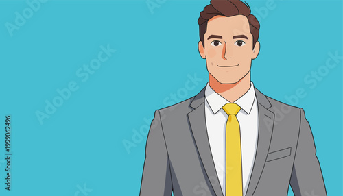 Professional Businessman Cartoon Portrait with Formal Suit
