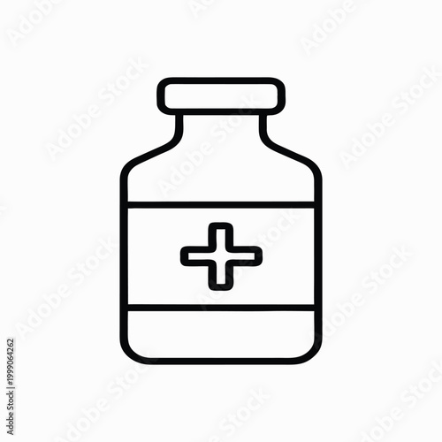 Medicine Bottle Outline Icon Vector