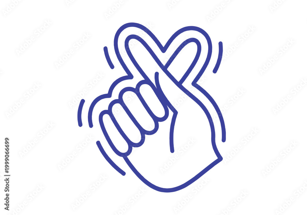 Obraz premium Geometric Love Hand Gesture Icon – Structured Wave Line Heart Vector