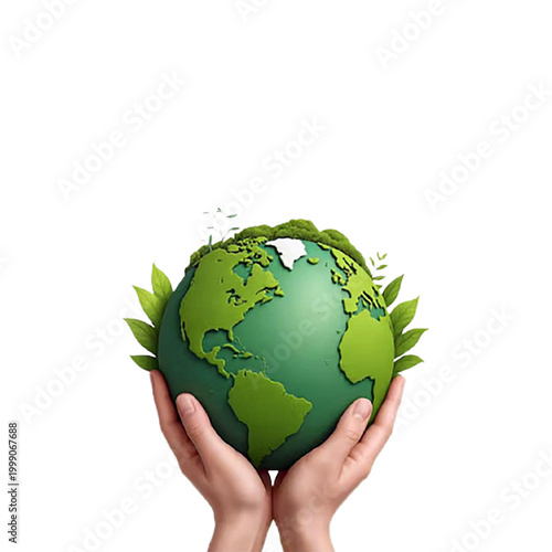 Hand holding the Earth globe symbolizing environmental protection and care for nature