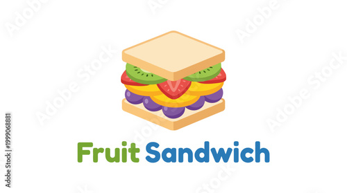 This playful and colorful fruit sandwich logo captures the essence of fun and creativity in food branding, appealing to both children and adults for healthy eating.